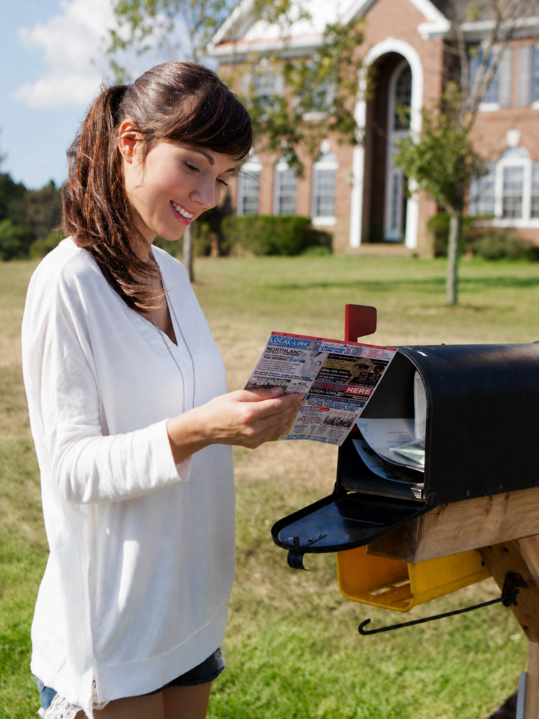 Person checking the mail — Local-Link Community Postcard